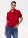 Wolfeel Summer New Polo Collar Hollow Knitted Short Sleeved Sweater Women's