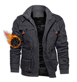 Winter Hooded Cotton Cargo Jackets Mens Heavyweight Fleece Lined Warm Jacket