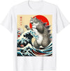 Catzilla Cat Japanese Art Funny Cat Gifts for O-Neck Short Sleeves