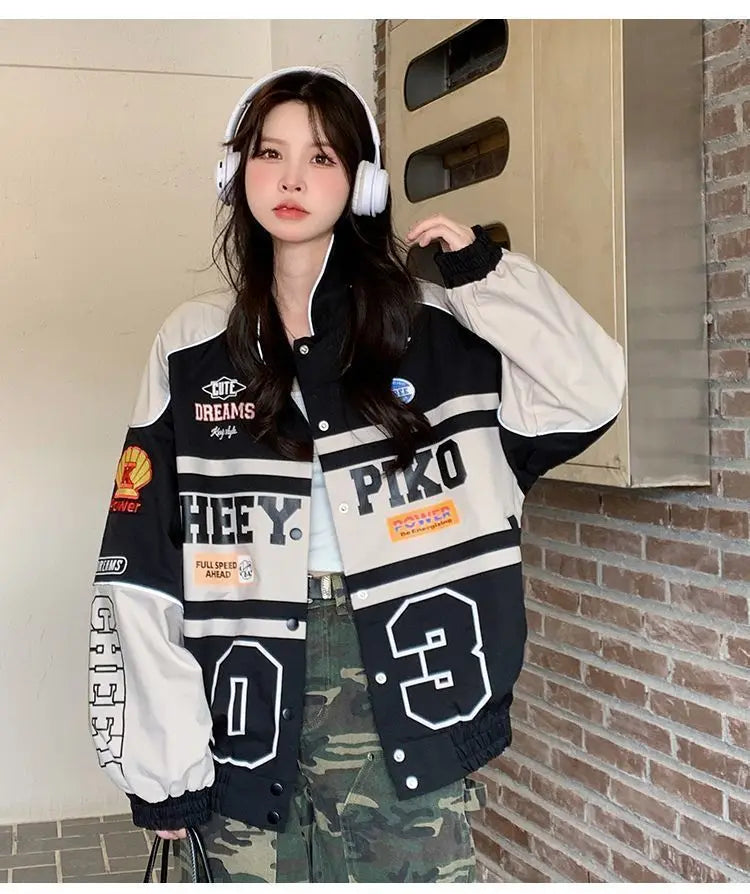 Baseball Hip Hop Clothing Y2k Jacket Retro