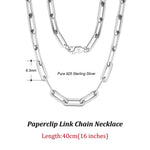 Sterling Silver Paperclip Neck Chain 6/9.3/12mm Link Necklace for Women Men