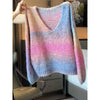 Fashionable Style V-Neck Striped Gradient Sweater