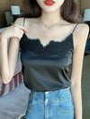2024 Lace Strap Silk Halter Top Women's V-Neck Sleeveless Crop