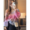 Fashionable Style V-Neck Striped Gradient Sweater
