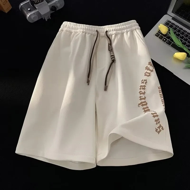 Men Shorts Casual Short Pants Oversize Beach Shorts Retro Letters Print Sports