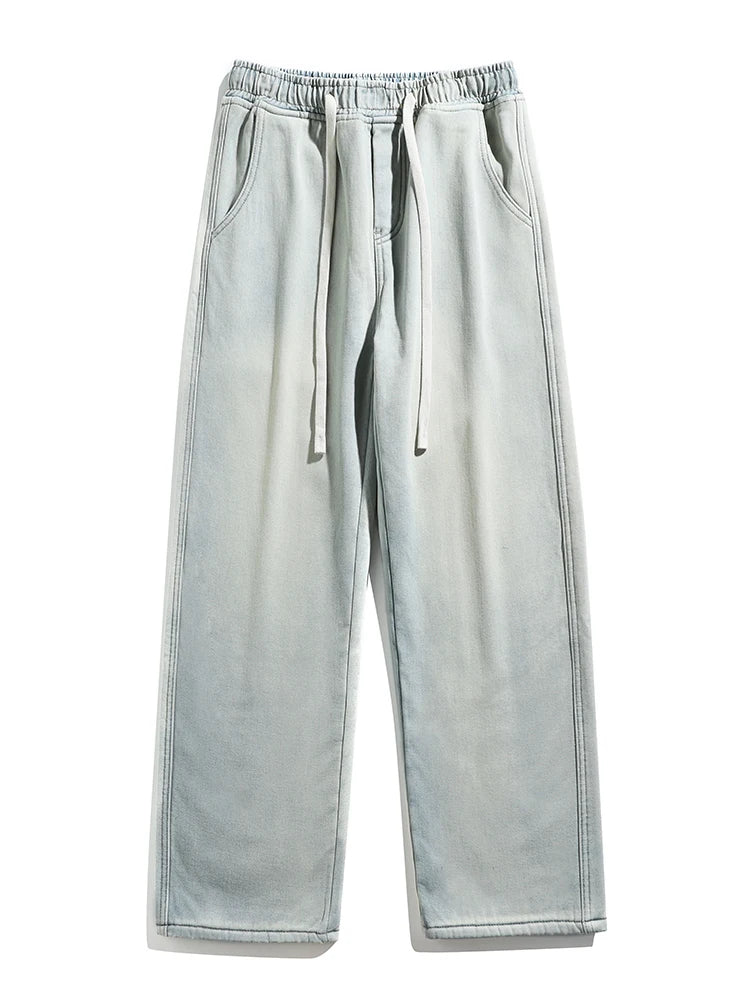 Winter Men's Jeans Fleece Liner Thick Straight