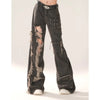Black Ripped High Waist Wide Leg Jeans Women