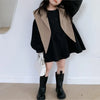 Girls 2-7y Fashion Cotton Dress Vest Shawl 2pcs Toddler Long Blouses