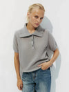 Wolfeel Summer New Polo Collar Hollow Knitted Short Sleeved Sweater Women's