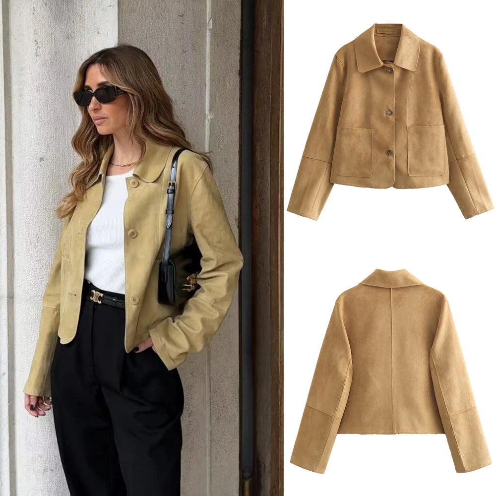 Women's 2024 Casual Lapel Suede Jacket