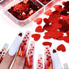 Red Valentines Day Nail Glitter Love Heart Sequins Powder For Art