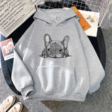 Cute Bulldog Print Hoodie for Women