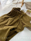 High Waist Women Retro Corduroy Pants Fall Straight Causal Full Length Trousers