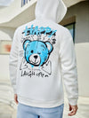 Blue Happy Bear Slogan Hoodies For Male Casual Hoody
