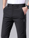 Men's casual pants, semi elastic waistband, nylon ice silk elastic straight tube