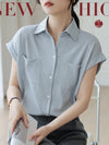 2024 Summer Short Sleeve Chiffon Blouse