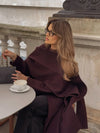 2024 Red Elegant Woolen Overcoat Chic Outerwear