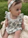 Summer Baby Girls Rompers One-Pieced Toddler Sweet Green Floral Jumpsuit