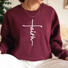 Faith Cross Hoodie Christian Women Crewneck Sweatshirt