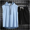 Men's oversized tracksuit, sleeveless hooded T-shirt, shorts, sports vest