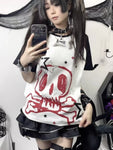Punk Skull Star Print T-shirts Y2k Fashion Top Harajuku Gothic Tshirt