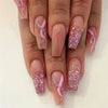 Colorful Glossy Acrylic Press On Nails Long Coffin Tips