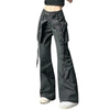 Y2K Black Cargo Pants –Mid-Waist Loose Fit with Drawstring