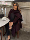 2024 Red Elegant Woolen Overcoat Chic Outerwear