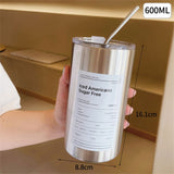 Cooler Straw Cup Portable Reusable Ins Ice American Coffee Mug Water Bottle