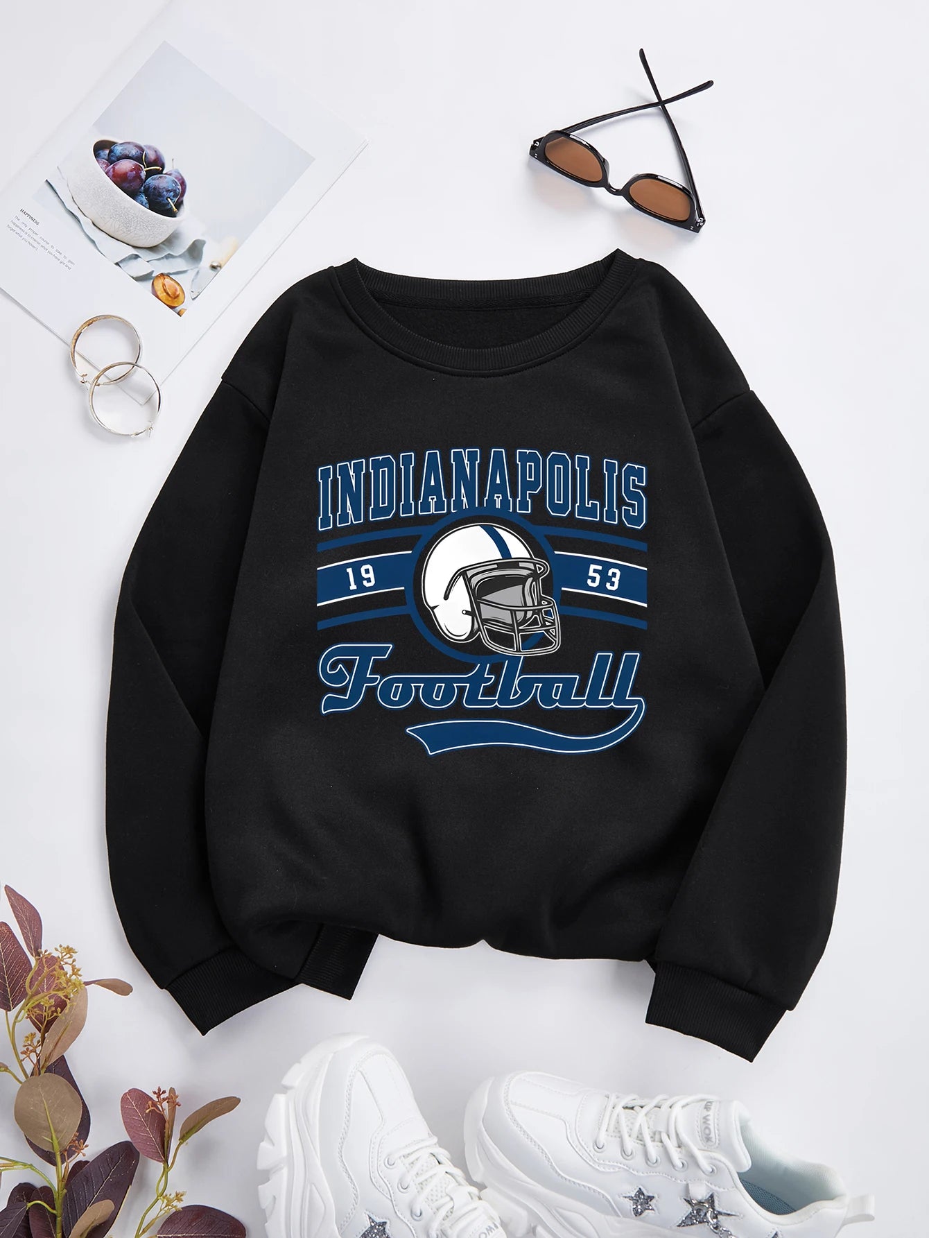 Indianapolis Colts Cartoon Hoodie For Girls Round Neck Hoodie