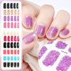 Semi-Cured Gel Nail Sticker 16Tips Glitter Pink UV Gel Nail Glitter Stickers Full Cover
