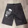 Street Fashion Embroidered Pattern Denim Shorts 2024