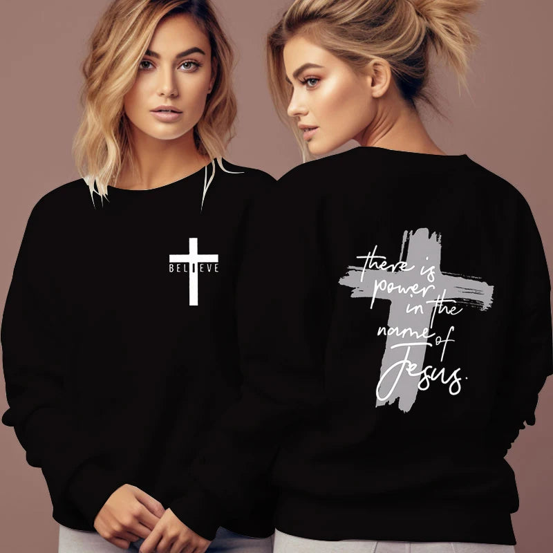 Women Christian Sweatshirt Power in Jesus Pullover