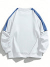 Men's Raglan Sleeves Fashionable Contrasting Round Neck Sweatshirt