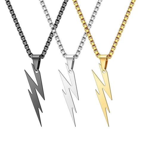Exquisite Fashion Flash Lightning Shape Titanium Steel Necklace Men's Brand Necklace