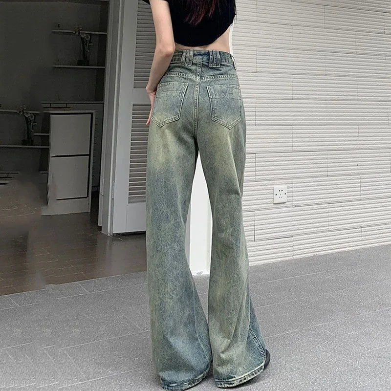 Women Vintage High Waist Wide Leg Jeans Streetwear