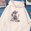 Pink Hat Skull Print Stay Weird Letter Man Hoodies Soft Fleece
