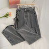 Trendy American Retro Lace Up Wide Leg Denim Jeans