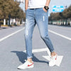 Casual Loose Fit Slimming Effective Mid-tone Straight Leg Denim