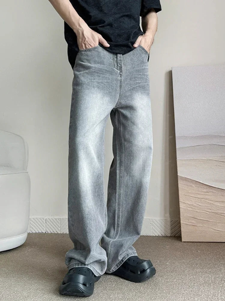 Vintage Gray Baggy Jeans: Y2k Fashion for Men