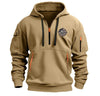 2024 Men's casual sports multi-zip arm embroidery badge hoodie