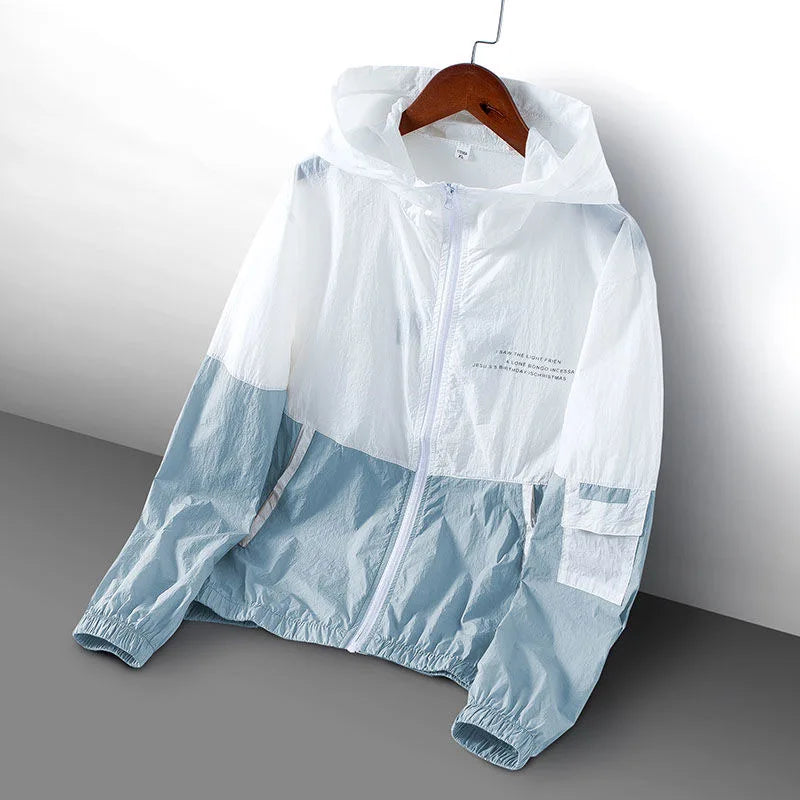 Summer Hooded Windbreaker Men Women Waterproof Sun Protection