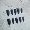 Handmade Short Black Reusable Press-On Nail Art
