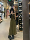 Off Shoulder Long Green Casual Dress