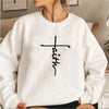 Faith Cross Hoodie Christian Women Crewneck Sweatshirt