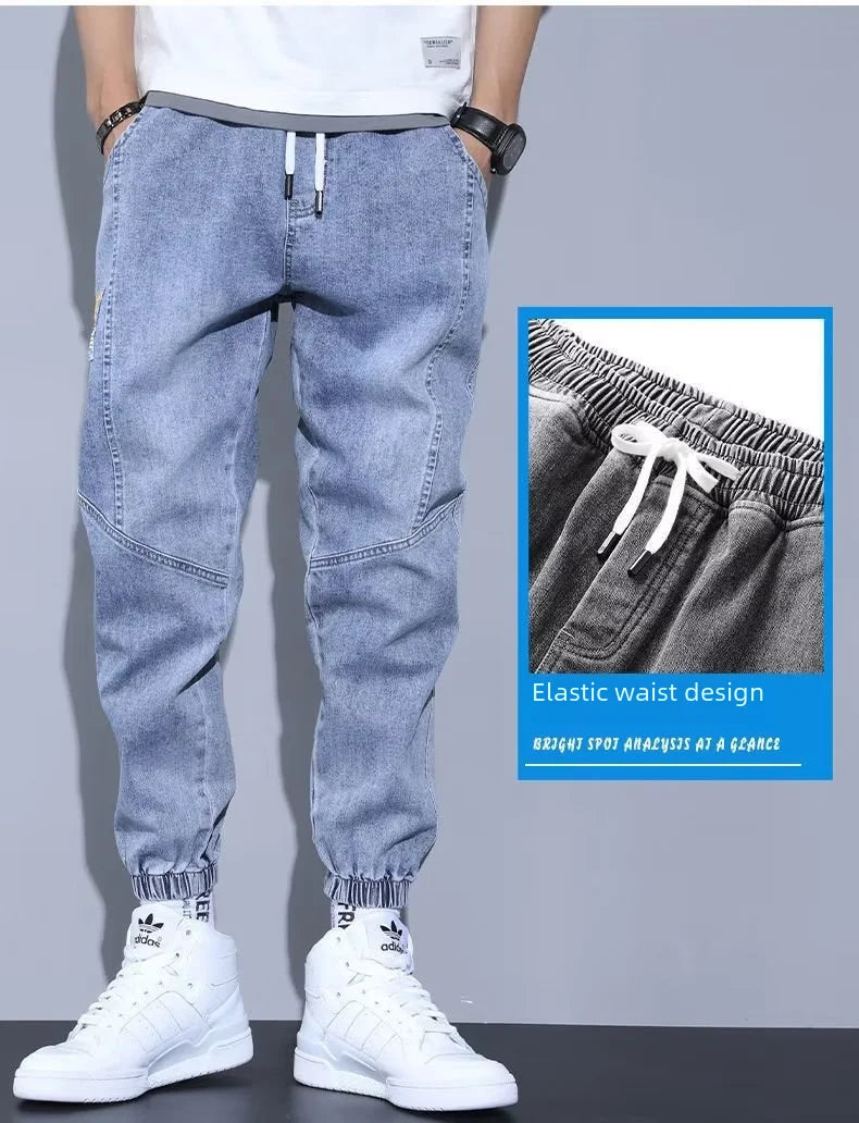 Jeans Waterwashed Retro Patchwork Bottom Freizeithose Trendy 