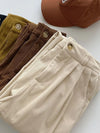 High Waist Women Retro Corduroy Pants Fall Straight Causal Full Length Trousers