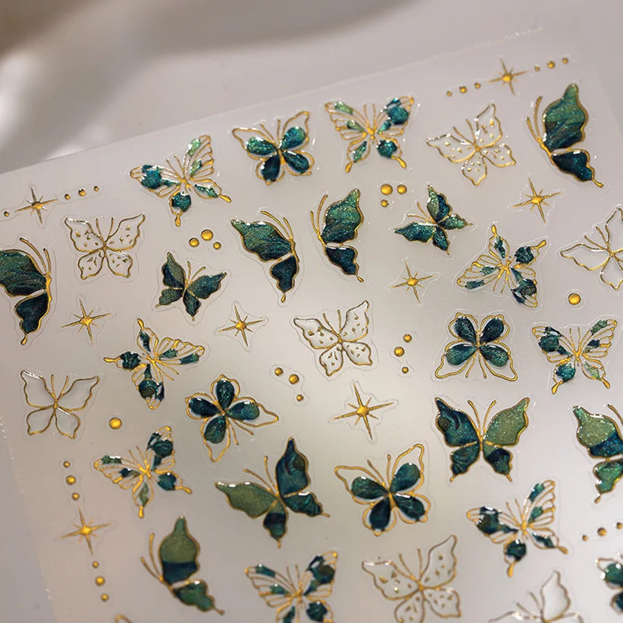 Metallic Bronzing Butterfly Nail Art Decals For Diy Manicures