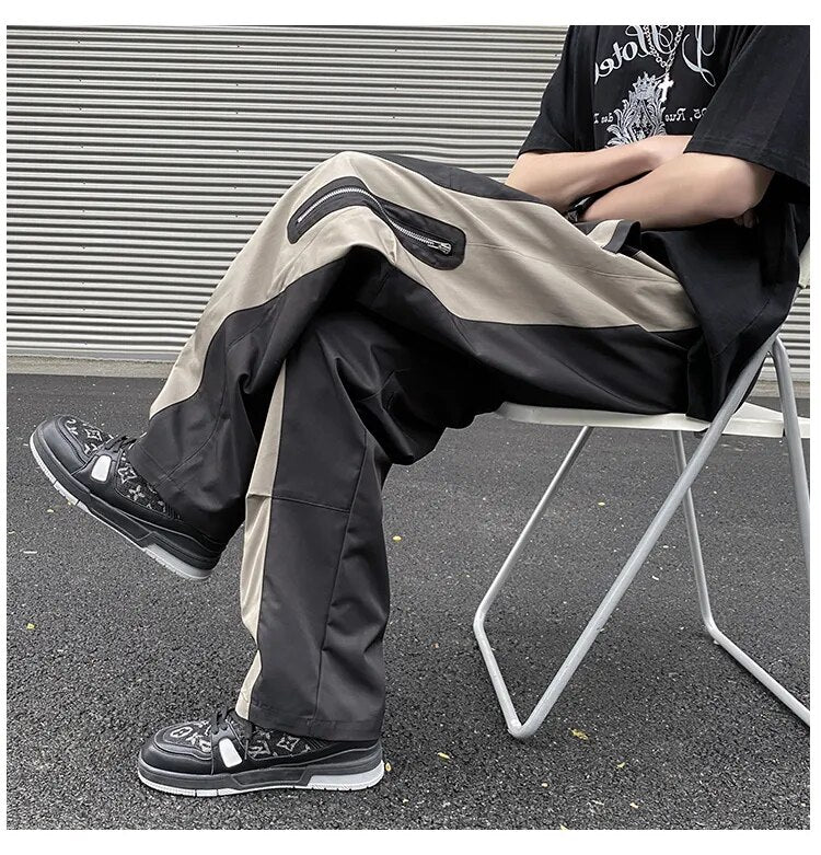 Splicing Zipper Pants Harajuku Sweatpants Fashion Punk Rock Trousers