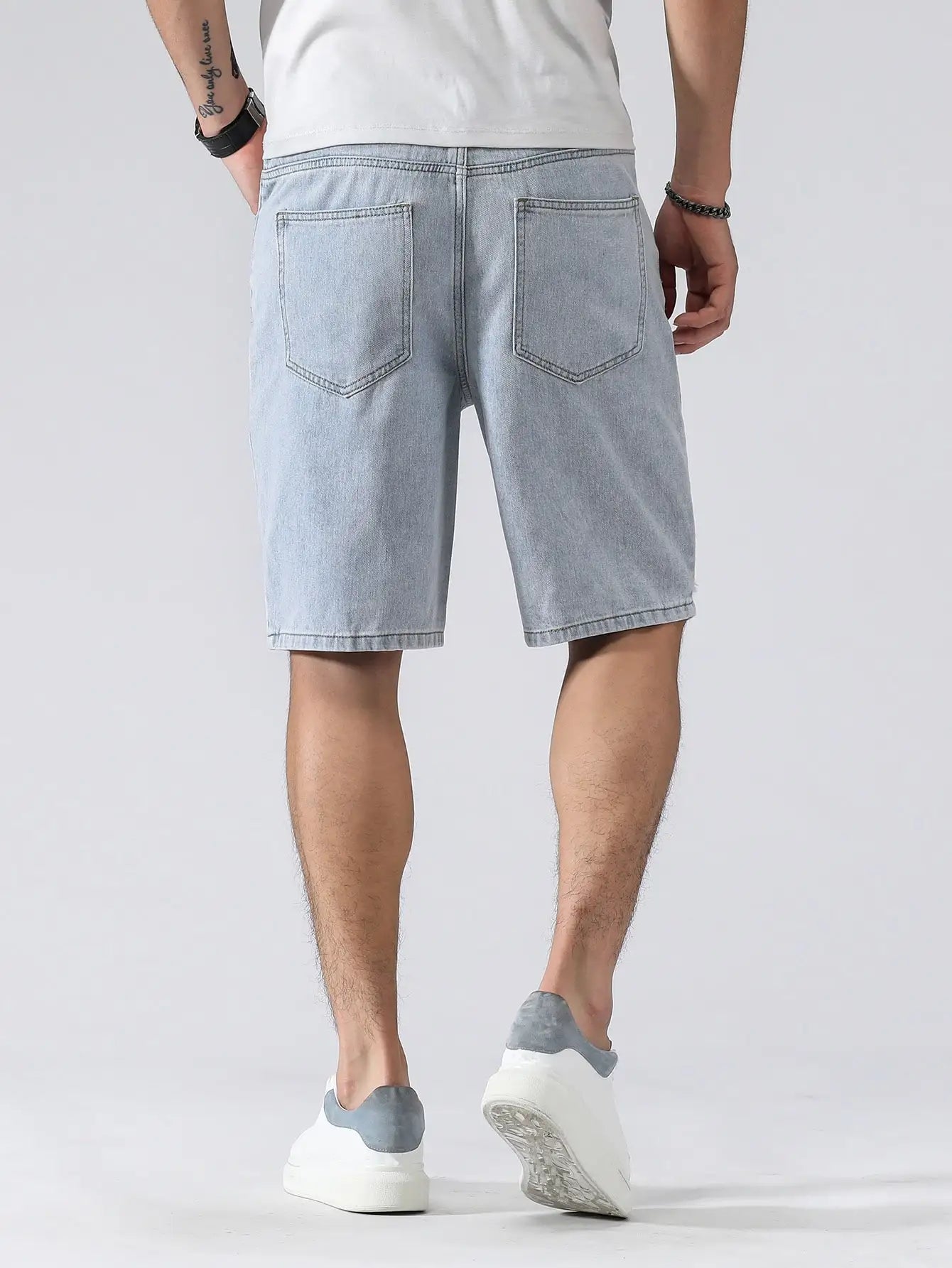 Summer Denim Shorts for Men: Ripped & Letter Printed Streetwear